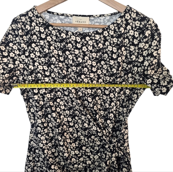 Sezane Pippa Dress Short Mini Madison Print Black Floral Size Medium New - Picture 5 of 8